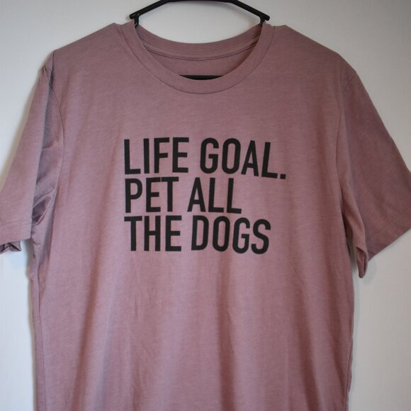 Unisex (code)word "Pet all the dogs", Light Plum Colored T-Shirt Size L - Picture 1 of 3